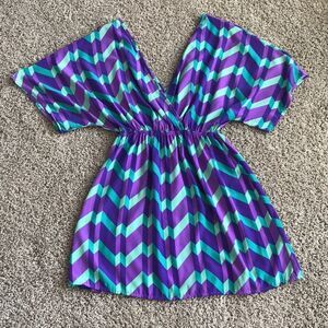 Gorgeous Purple & Green Dress Tunic Top or Coverup